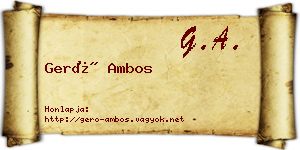 Gerő Ambos névjegykártya